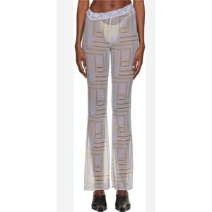 Vaillant Dune Print Sheer Lace Blue Trouser Size 36 US 4